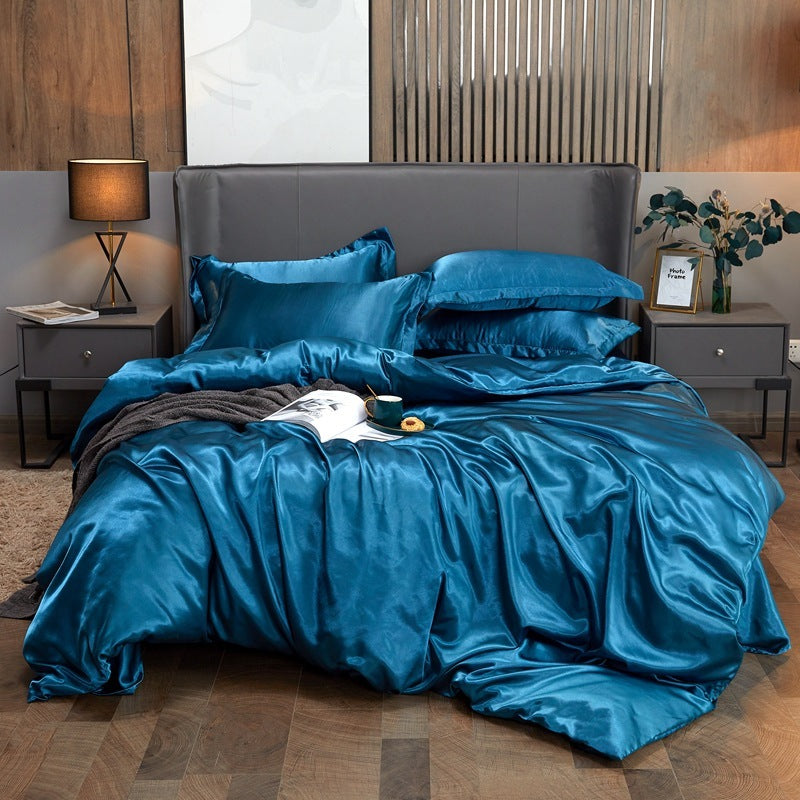 Ice Four-piece Set Cool Bare Sleeping Real Silk Quilt Cover Sheets