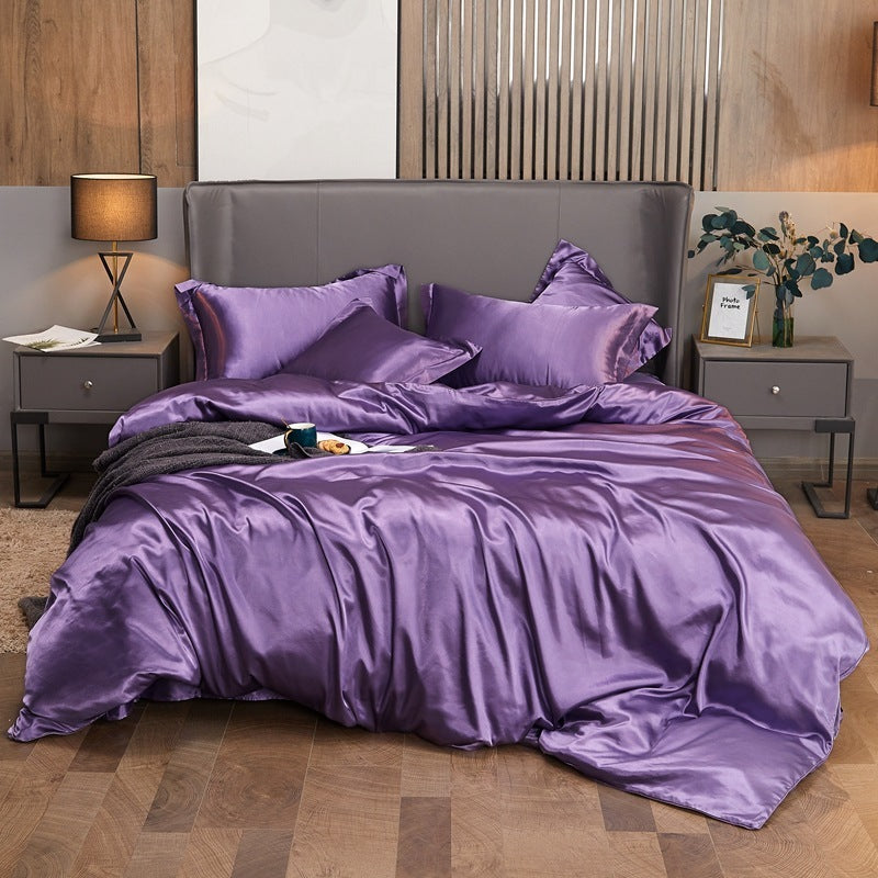 Ice Four-piece Set Cool Bare Sleeping Real Silk Quilt Cover Sheets